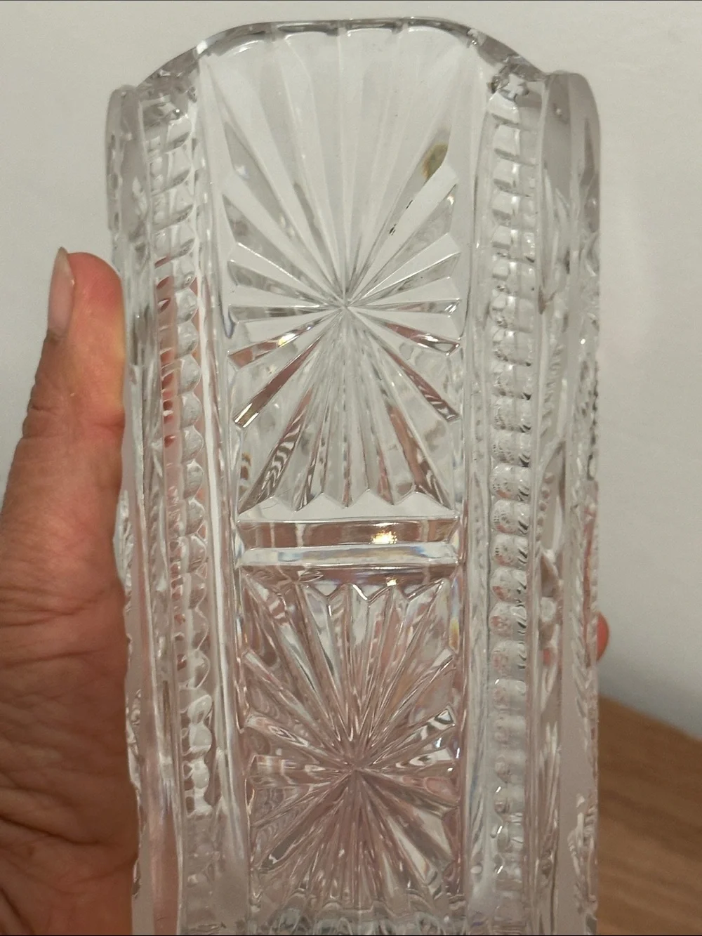 Vintage USSR 24% Lead Crystal Vase Cut Glass Elegant Botanical Floral Vase